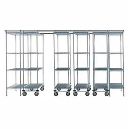 Nexel Space-Trac, 6 Unit, Chrome High Density Shelving, 72inW x 21inD x 88inH, 14ft Length B2177922